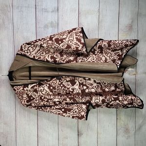Brown floral paisley poncho shrug wrap with hoodie one size